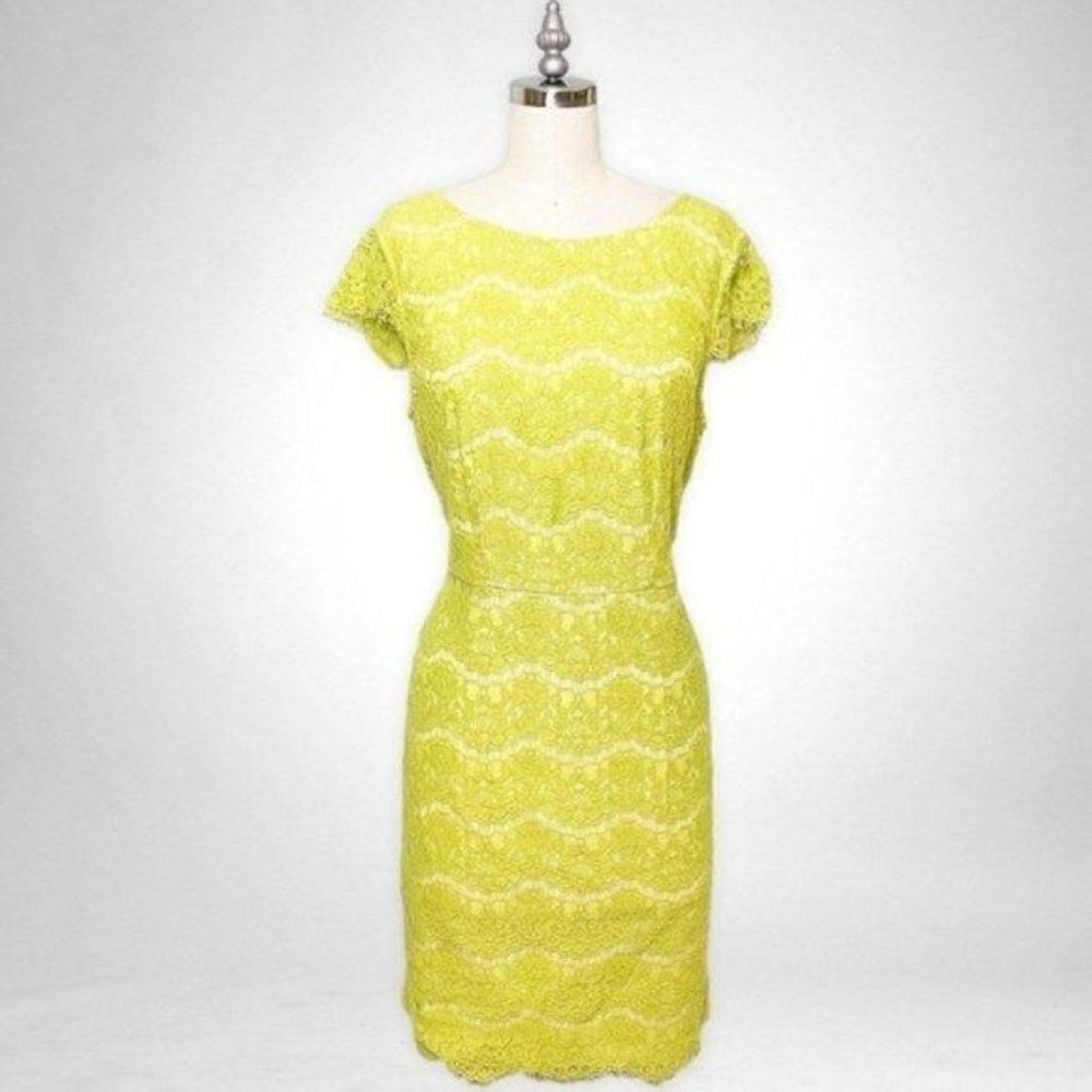 Lulu's Darling Marissa Lace Sheath Dress Lime Green View 4